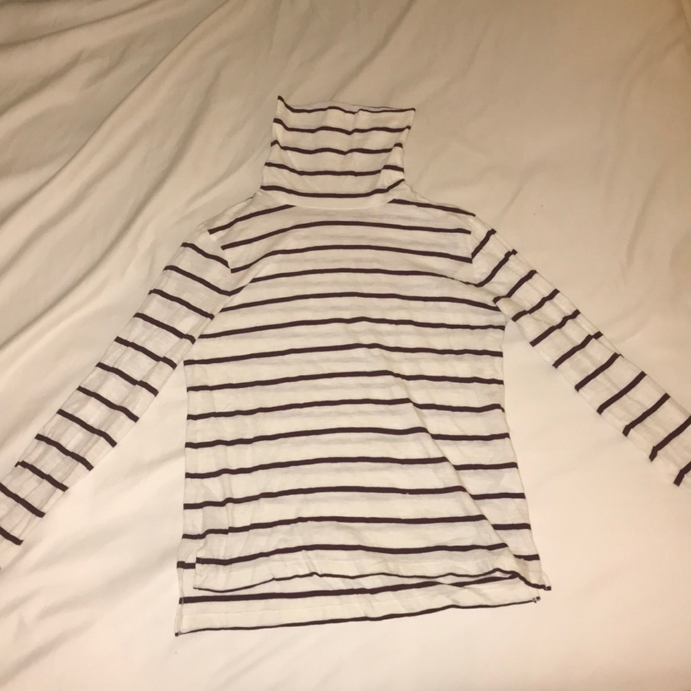 Madewell Maroon striped long sleeve turtle neck